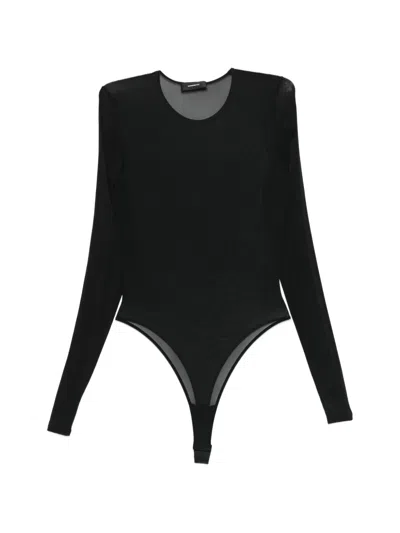 Wardrobe.nyc Sheer Long-sleeve Bodysuit In Black
