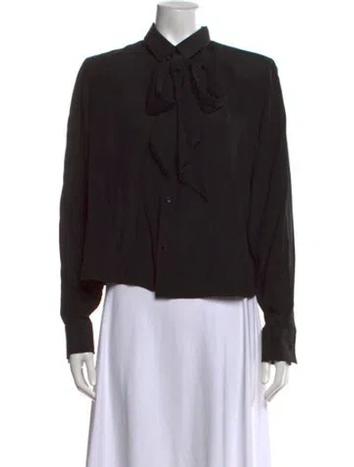 Pre-owned Wardrobe.nyc Silk Long Sleeve Blouse In Black