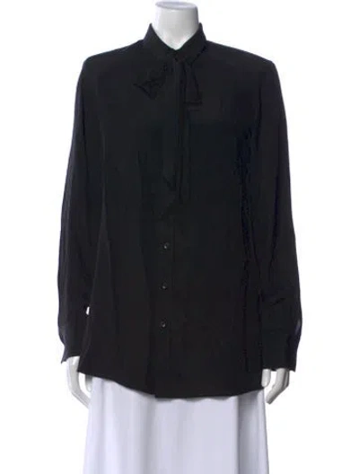 Pre-owned Wardrobe.nyc Silk Long Sleeve Button-up Top In Black