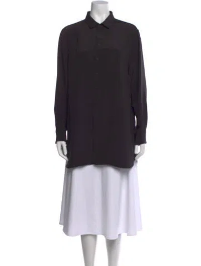 Pre-owned Wardrobe.nyc Silk Long Sleeve Button-up Top In Black