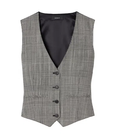 Wardrobe.nyc Paneled Prince Of Wales Checked Wool And Satin-twill Vest In Gray