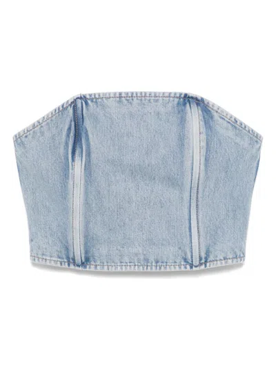 WARDROBE.NYC STRAPLESS DENIM TOP - WOMEN'S - COTTON