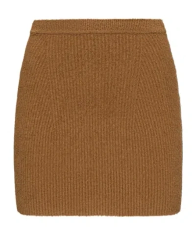 Wardrobe.nyc Stretch Knit Mini Skirt In Brown
