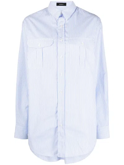 Wardrobe.nyc Striped Cotton Shirtdress In Blue