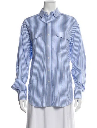 Pre-owned Wardrobe.nyc Striped Long Sleeve Button-up Top In Blue