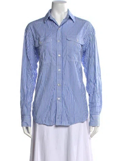 Pre-owned Wardrobe.nyc Striped Long Sleeve Button-up Top In Blue