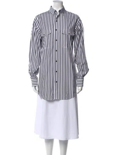 Pre-owned Wardrobe.nyc Striped Long Sleeve Button-up Top In White