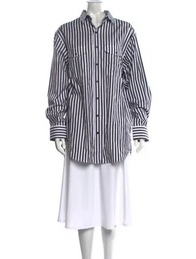 Pre-owned Wardrobe.nyc Striped Long Sleeve Button-up Top In White