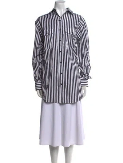 Pre-owned Wardrobe.nyc Striped Long Sleeve Button-up Top In White