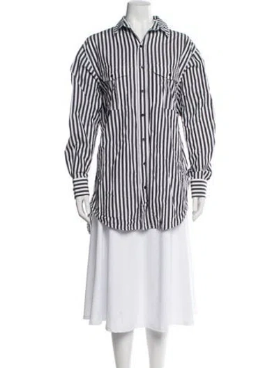 Pre-owned Wardrobe.nyc Striped Long Sleeve Button-up Top In White