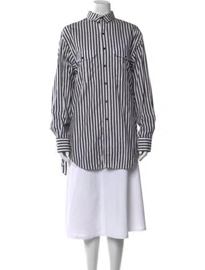 Pre-owned Wardrobe.nyc Striped Long Sleeve Button-up Top In White