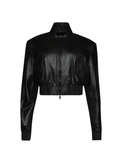 Wardrobe.nyc Tailored Crop Bomber In Black