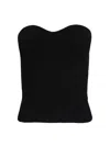 Wardrobe.nyc Textured Rib Knit Bandeau With Heart-shaped Neckline In Black