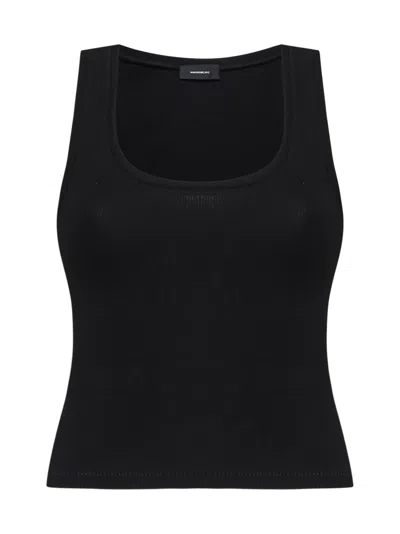 Wardrobe.nyc Stretch Cotton Crop Tank Top In Black