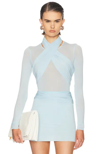 Wardrobe.nyc Translucent Bodysuit In Blue