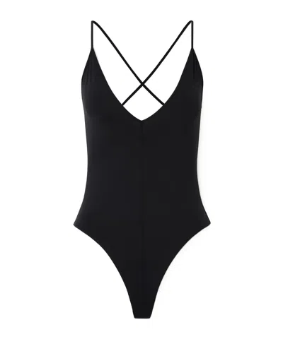 Wardrobe.nyc Stretch-jersey Thong Bodysuit In Black