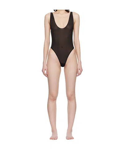 Wardrobe.nyc Lace Tank Bodysuit In Black