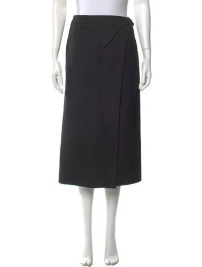 Pre-owned Wardrobe.nyc Virgin Wool Midi Length Skirt In Black