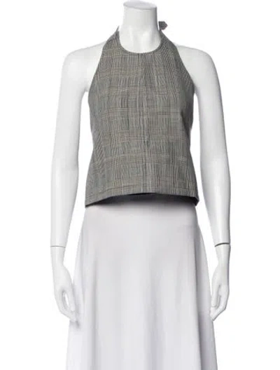Pre-owned Wardrobe.nyc Virgin Wool Plaid Print Top In Grey