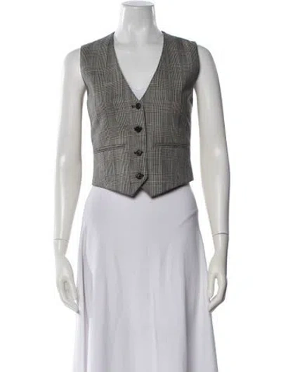 Pre-owned Wardrobe.nyc Virgin Wool Plaid Print Vest In Gray