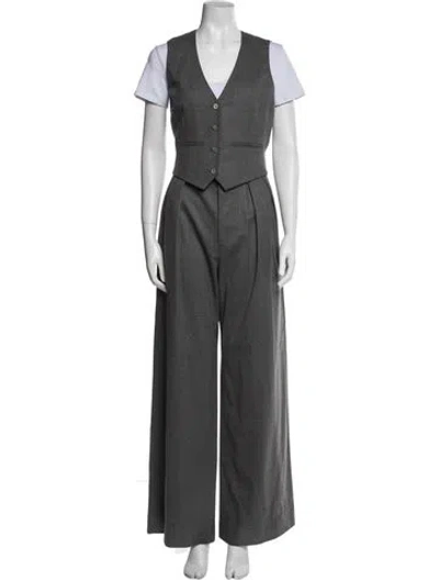 Pre-owned Wardrobe.nyc Virgin Wool Ruffle Embellishment Pantsuit W/ Tags In Gray