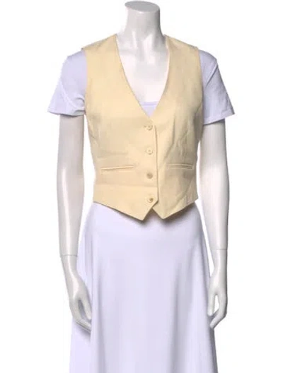 Pre-owned Wardrobe.nyc Virgin Wool V-neck Crop Top In Neutral