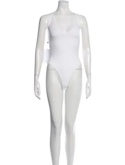 Pre-owned Wardrobe.nyc V-neck Sleeveless Bodysuit In White