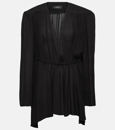 Wardrobe.nyc Asymmetric Silk Minidress In Black