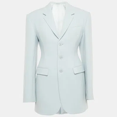 Pre-owned Wardrobe.nyc Wardrobe Nyc Blue Wool Crepe Button Front Blazer S