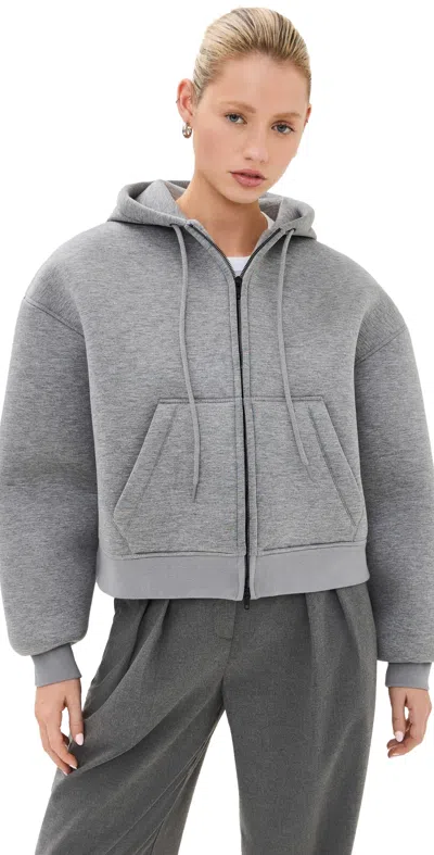 WARDROBE.NYC WARDROBE. NYC BONDED ZIP HOODIE GREY MARL