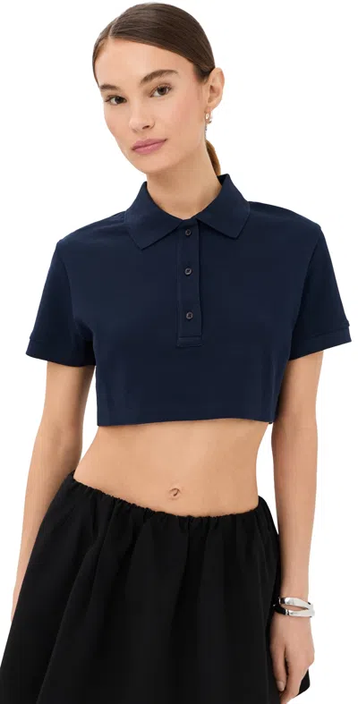 Wardrobe.nyc Wardrobe. Nyc Crop Polo Top Navy In Blue