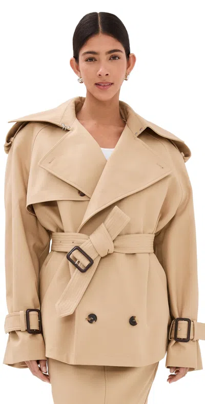 Wardrobe.nyc Belted Cropped Trench Coat In Neutrals