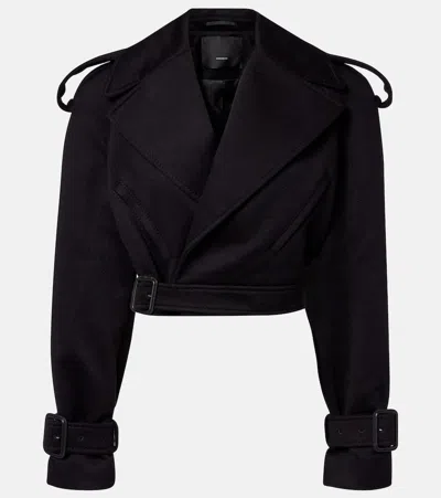 Wardrobe.nyc Cropped Wool Jacket In Black