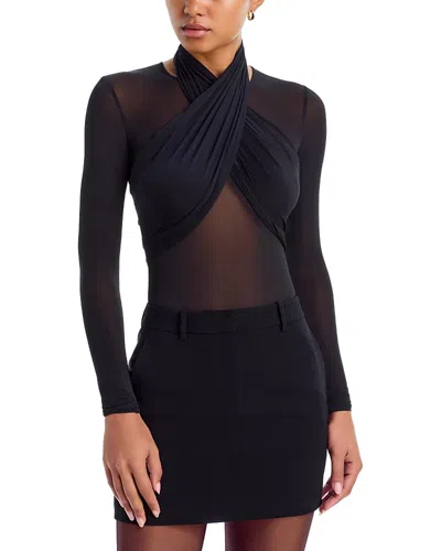 Wardrobe.nyc Wardrobe. Nyc Crossover Bodice Mesh Bodysuit In Black