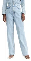 Wardrobe.nyc Denim Low Rise Straight Jeans In Blue