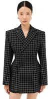 Wardrobe.nyc Wardrobe. Nyc Double Breasted Contour Blazer Black Plaid In Black Plaid