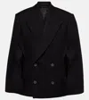Wardrobe.nyc Double-breasted Cropped Virgin Wool Cape In Black