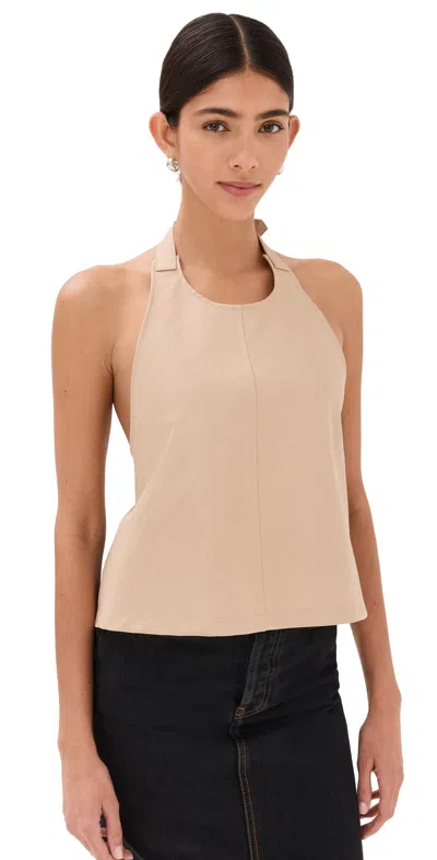 WARDROBE.NYC WARDROBE. NYC DRILL BACKLESS HALTER TOP KHAKI