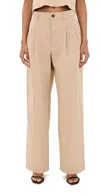 Wardrobe.nyc Pleated Cotton-blend Drill Chino Pants In Khaki