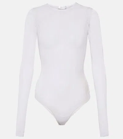 Wardrobe.nyc Floral Chantilly Lace Bodysuit In White