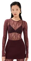 Wardrobe.nyc Wardrobe. Nyc Lace Bodysuit Oxblood In Oxblood