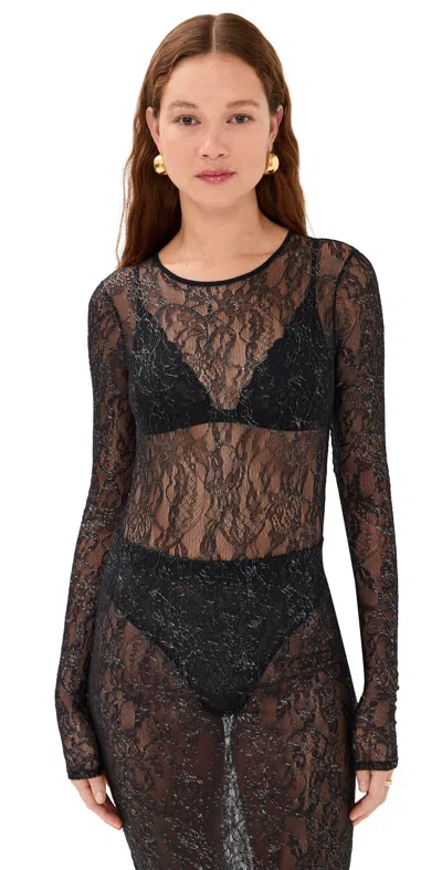 Wardrobe.nyc Wardrobe. Nyc Lace Thong Bodysuit Black / Silver