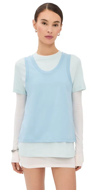 Wardrobe.nyc Wardrobe. Nyc Layered Tee Mini Dress Dove/vapor/powder In Blue