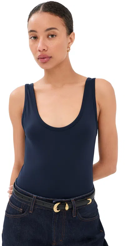 Wardrobe.nyc Wardrobe. Nyc Opaque Scoop Bodysuit Navy In Blue