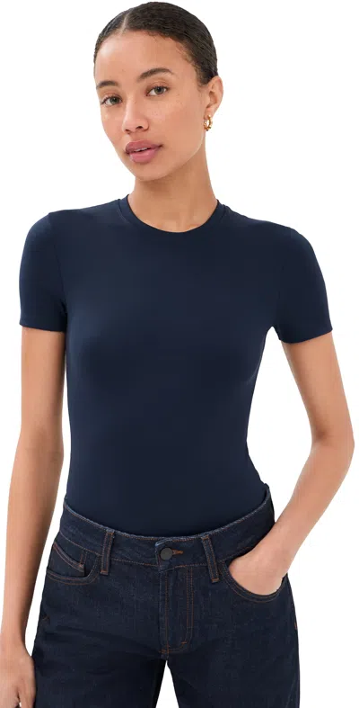 Wardrobe.nyc Wardrobe. Nyc Opaque Tee Bodysuit Navy In Blue