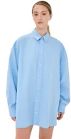 Wardrobe.nyc Wardrobe. Nyc Oversize Shirt Mini Dress Blue In Blue