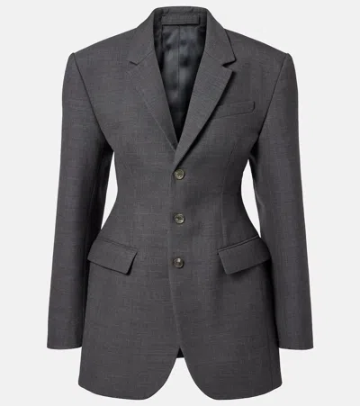 Wardrobe.nyc Wardrobe. Nyc Peplum Virgin Wool Blazer In Gray