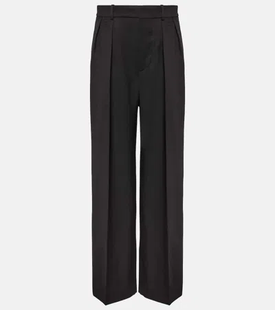 Wardrobe.nyc Pleated Virgin Wool Wide-leg Pants In Black