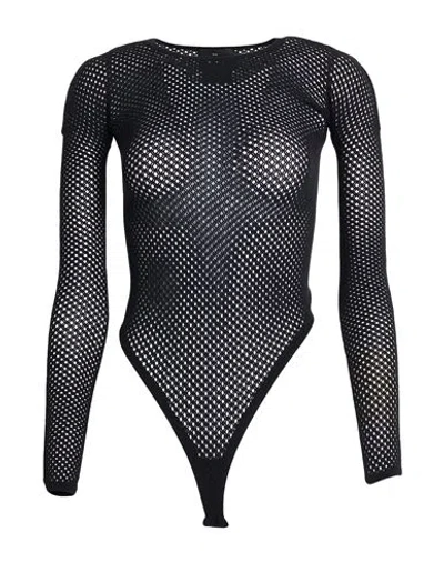 Wardrobe.nyc Wardrobe. Nyc Rhw Collection Woman Bodysuit Black Size S/m Merino Wool, Polyamide, Elastane