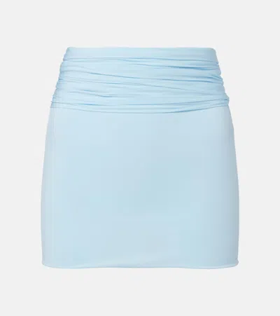 Wardrobe.nyc Ruched Miniskirt In Blue